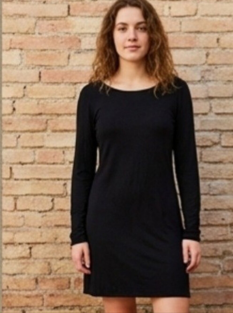 H&M Black Quarter-Sleeve Scoop Neck Top/mini Dress